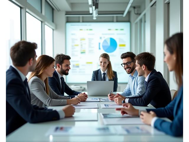 활기찬 기업 타임매니지먼트 워크숍 현장, 참가자들이 집중하며 토론하는 모습